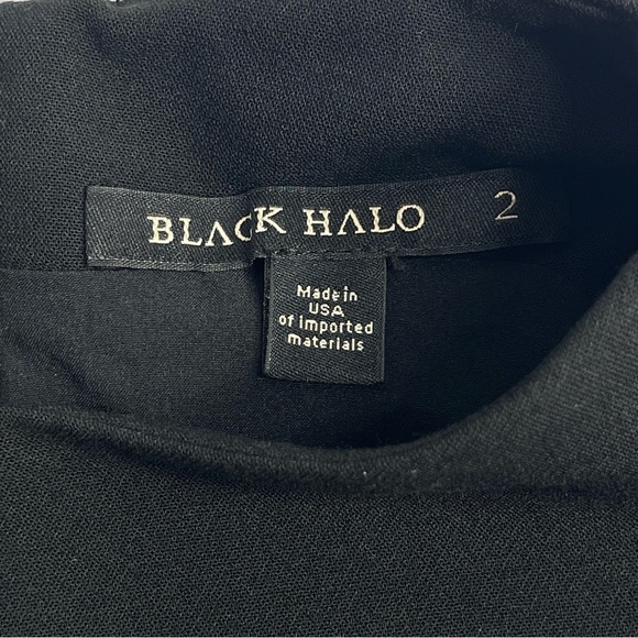 Black Halo Women’s Black Paula Sheathe Dress Ruffle Sleeve One Shoulder Size 2 - Picture 5 of 8